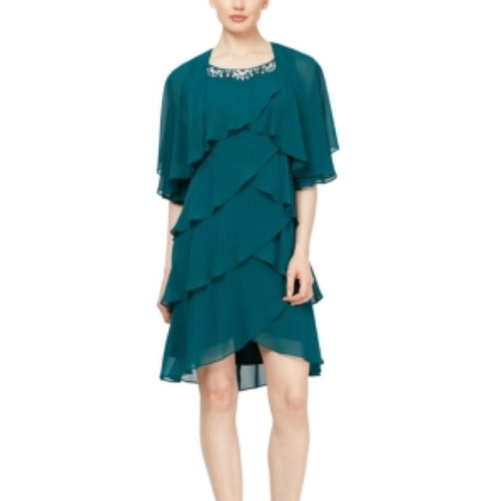 Slny Womens Teal Short Sleeve Open Cardigan Top Si